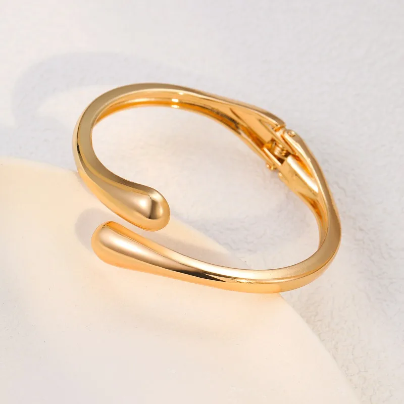 Women's Adjustable Stainless Steel Teardrop Bangle Bracelet